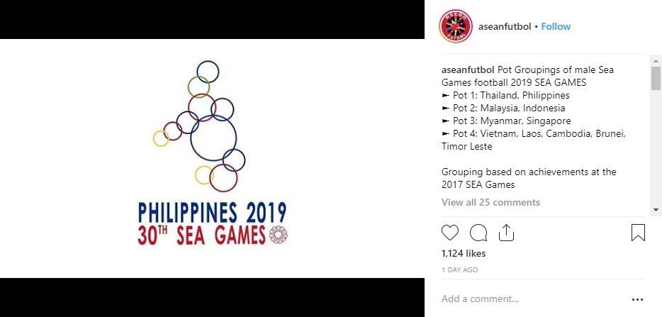 Hasil pembagian pot cabor sepak bola pria SEA Games 2019 di Filipina. (Instagram/aseanfutbol)