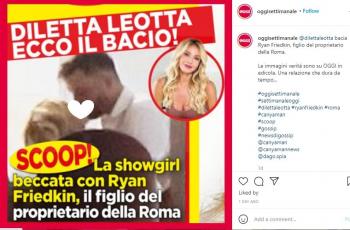 Diletta Leotta tertangkap kamera sedang ciuman dengan putra pemilik AS Roma. (Instagram/oggisettimanale)