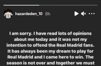 Eden Hazard minta maaf. (Instagram/hazardeden_10)