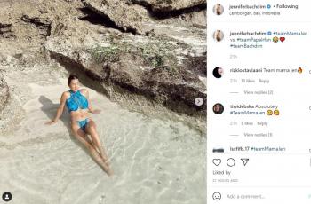 Jennifer Bachdim kenakan bikini di pinggir pantai. (Instagram/jenniferbachdim)