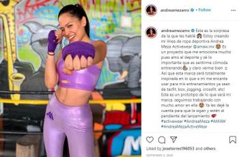 Andrea Meza mengeluarkan produk pakaian olahraga. (Instagram/@andreamezamx)