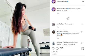 Berlliana Lovell saat angkat beban. (Instagram/berlliana.lovell)