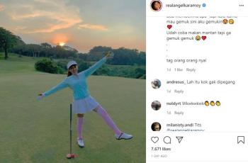 Angel Karamoy main golf. (Instagram/realangelkaramoy)