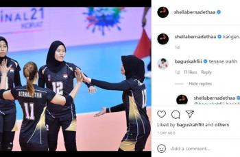 Shella Bernadetha semprot Bagus Kahfi. (Instagram/shellabernadethaa)