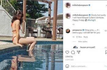 Juria Hartmans dapat pujian dari Pevita Pearce. (Instagram/milkshakesspeare)