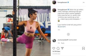 Fanny Ghassani membagikan tips soal pentingnya pemanasan sebelum melakukan olahraga. (Instagram/fannyghassani)