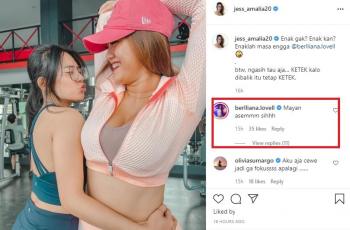 Berlliana Lovell cium ketek Jess Amalia saat ngegym. (Instagram/jess_amalia20)