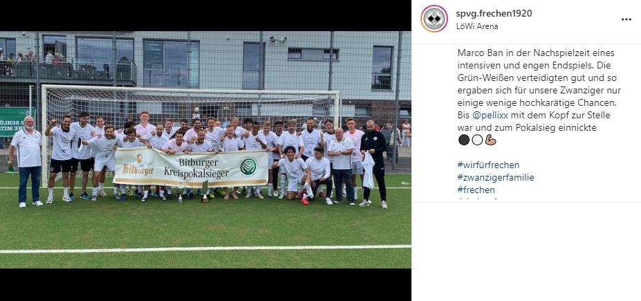 Kelana Mahesa bantu tim barunya meraih gelar juara. (Instagram/spvg.frechen1920)