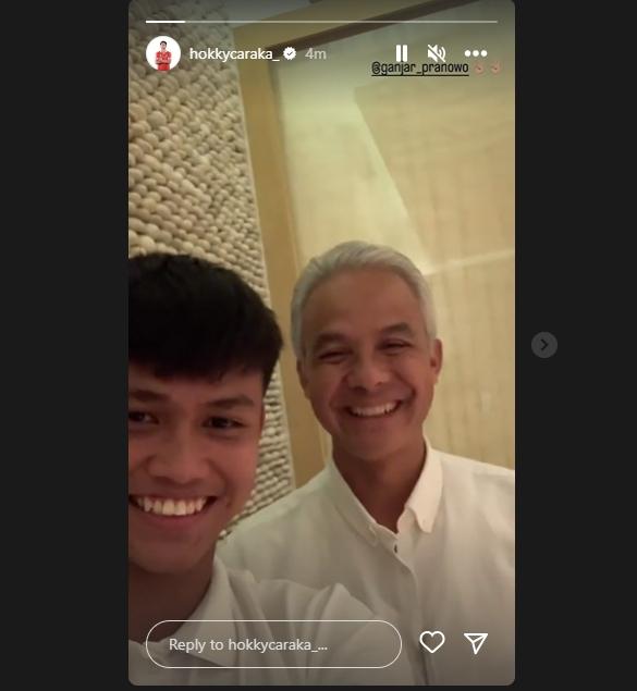 Hokky Caraka bertemu dengan ganjar Pranowo. (Instagram/hokkycaraka_)